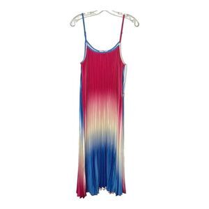 Sam Edelman Satin Pleated Dress Womens Large Ombre Missing Belt